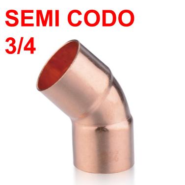 SEMICODO DE COBRE 90° 3/4&quot;