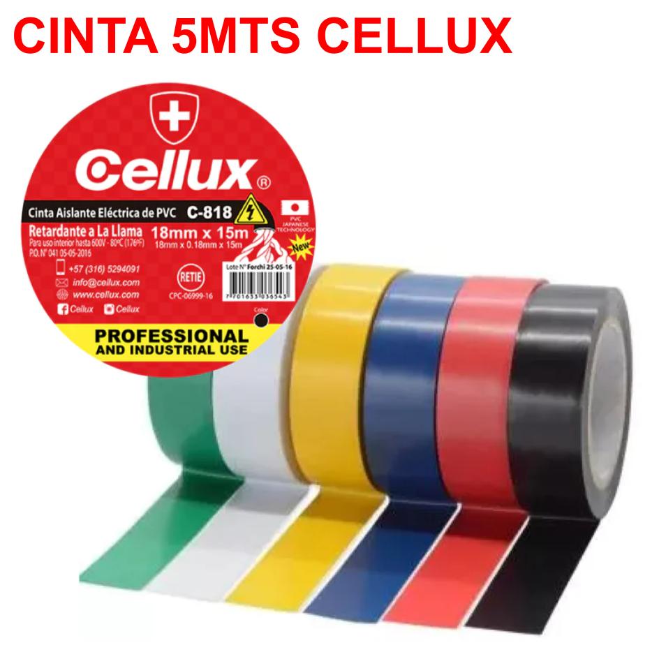 CINTA AISLANTE CELLUX  5MTS COLORES